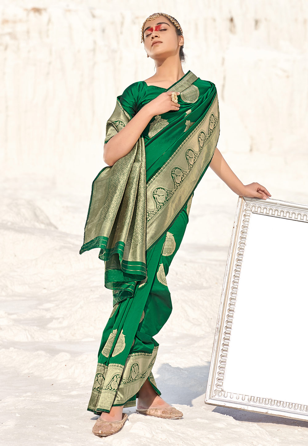 Green Banarasi Silk Festival Wear Saree 241204