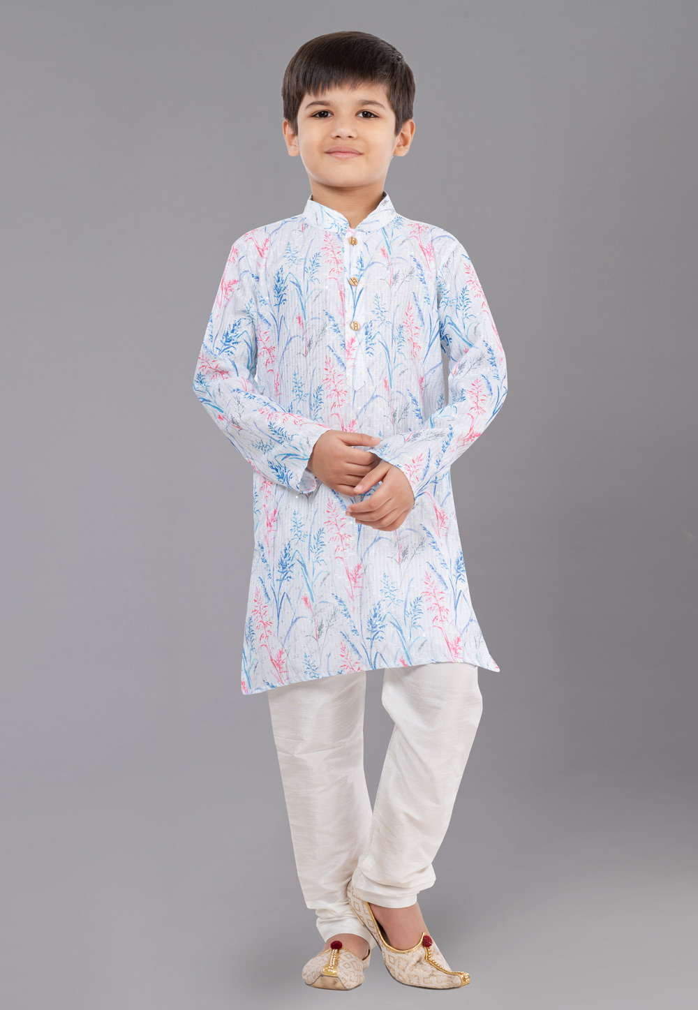 White Polyester Readymade Kids Kurta Pajama 260685