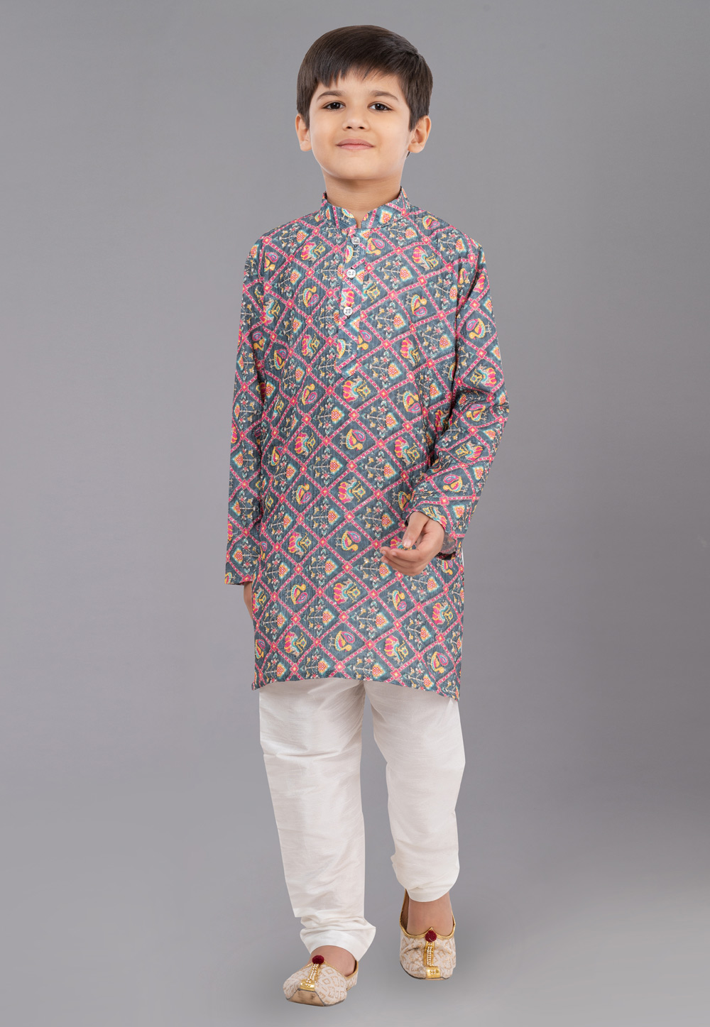 Multicolor Polyester Readymade Kids Kurta Pajama 260686
