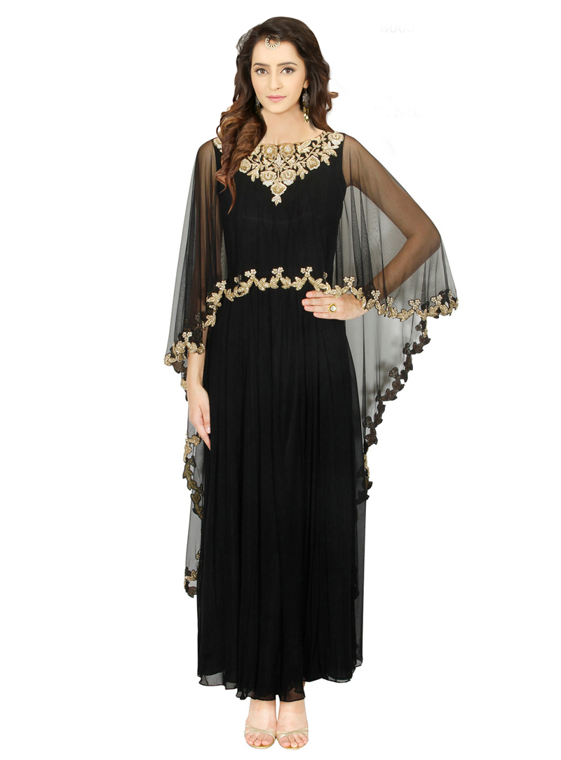Black Georgette Readymade Designer Gown 79528