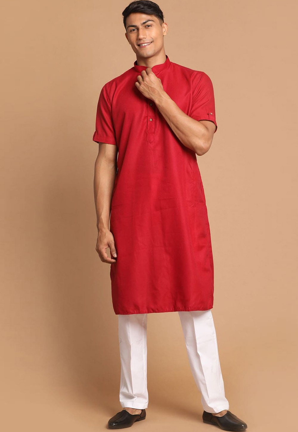 Red Cotton Kurta Pajama 262227