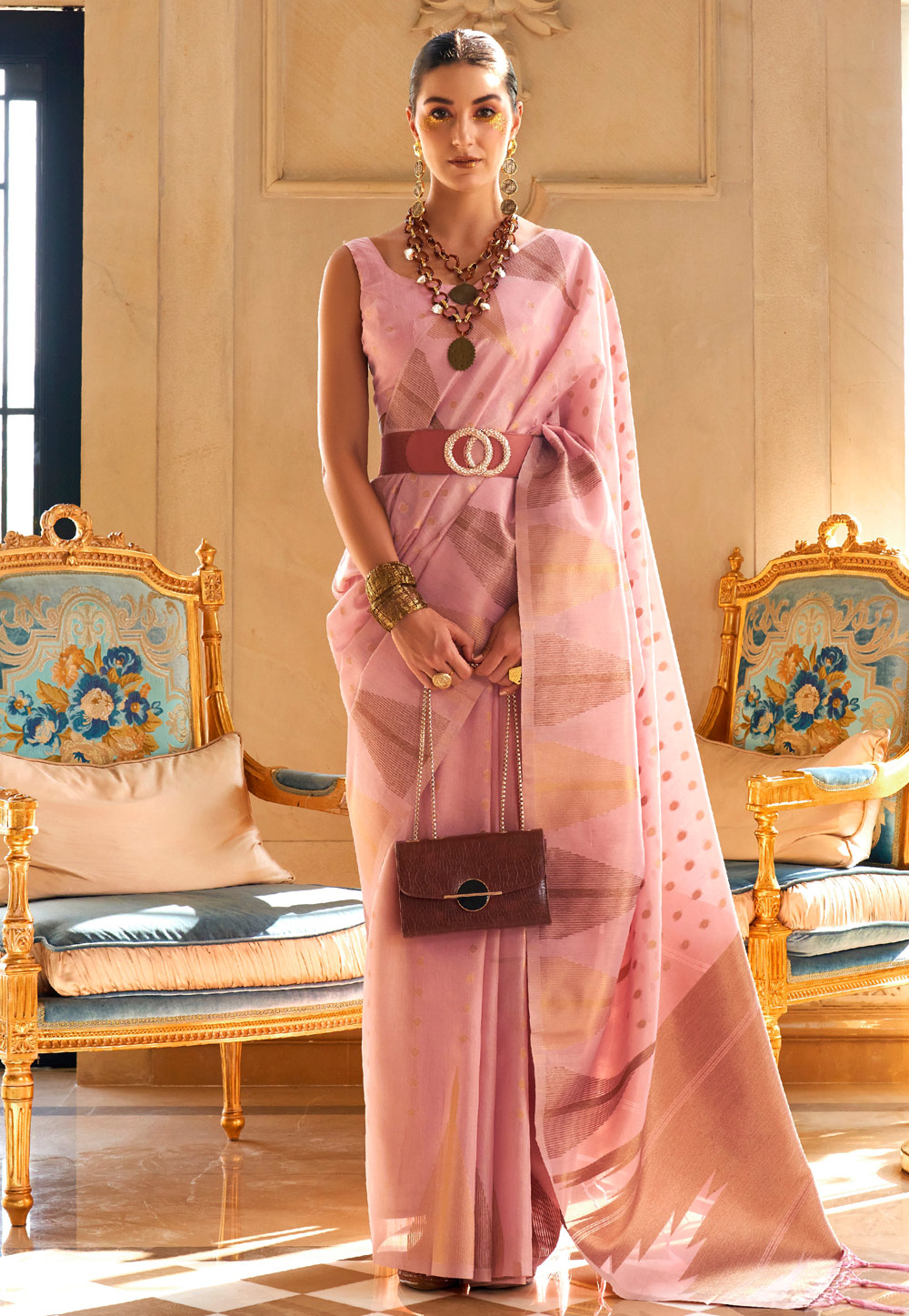 Pink Silk Saree With Blouse 257518