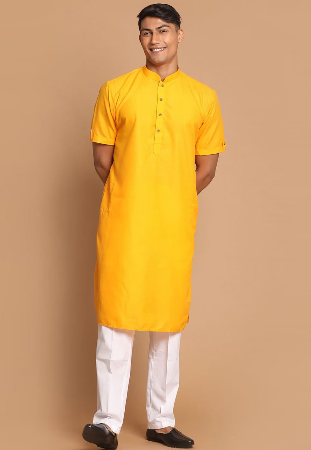 Yellow Cotton Kurta Pajama 262229