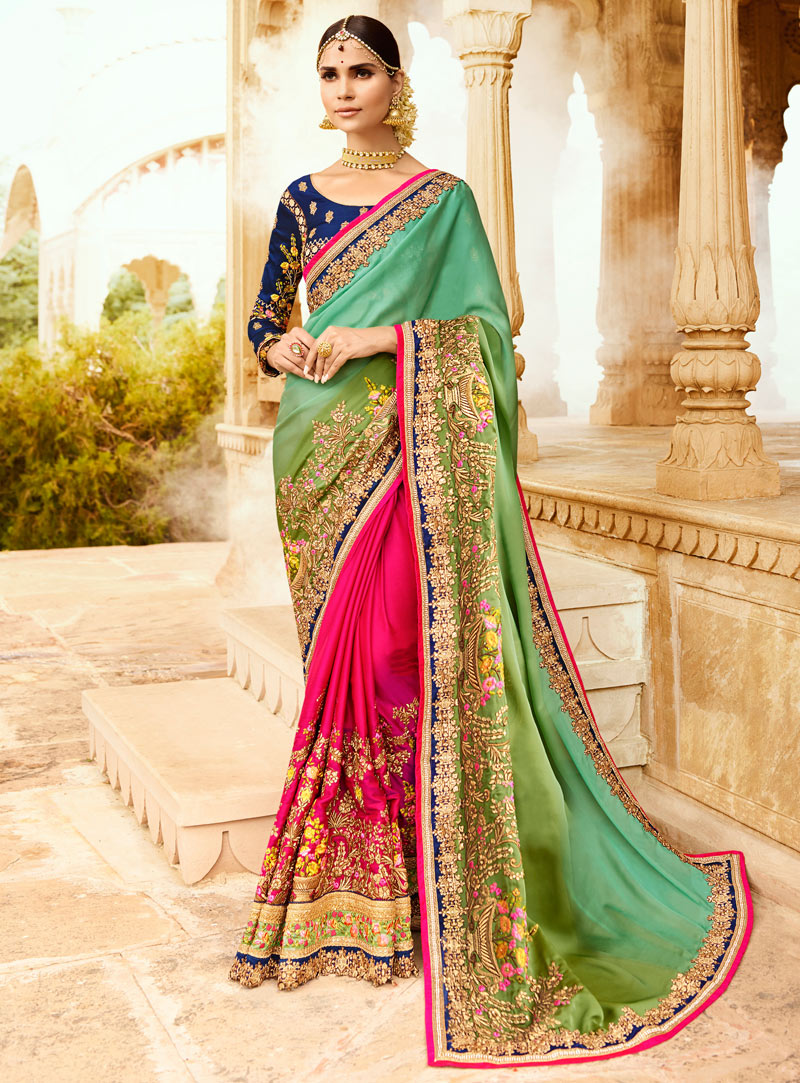 Green Silk Wedding Saree 106185