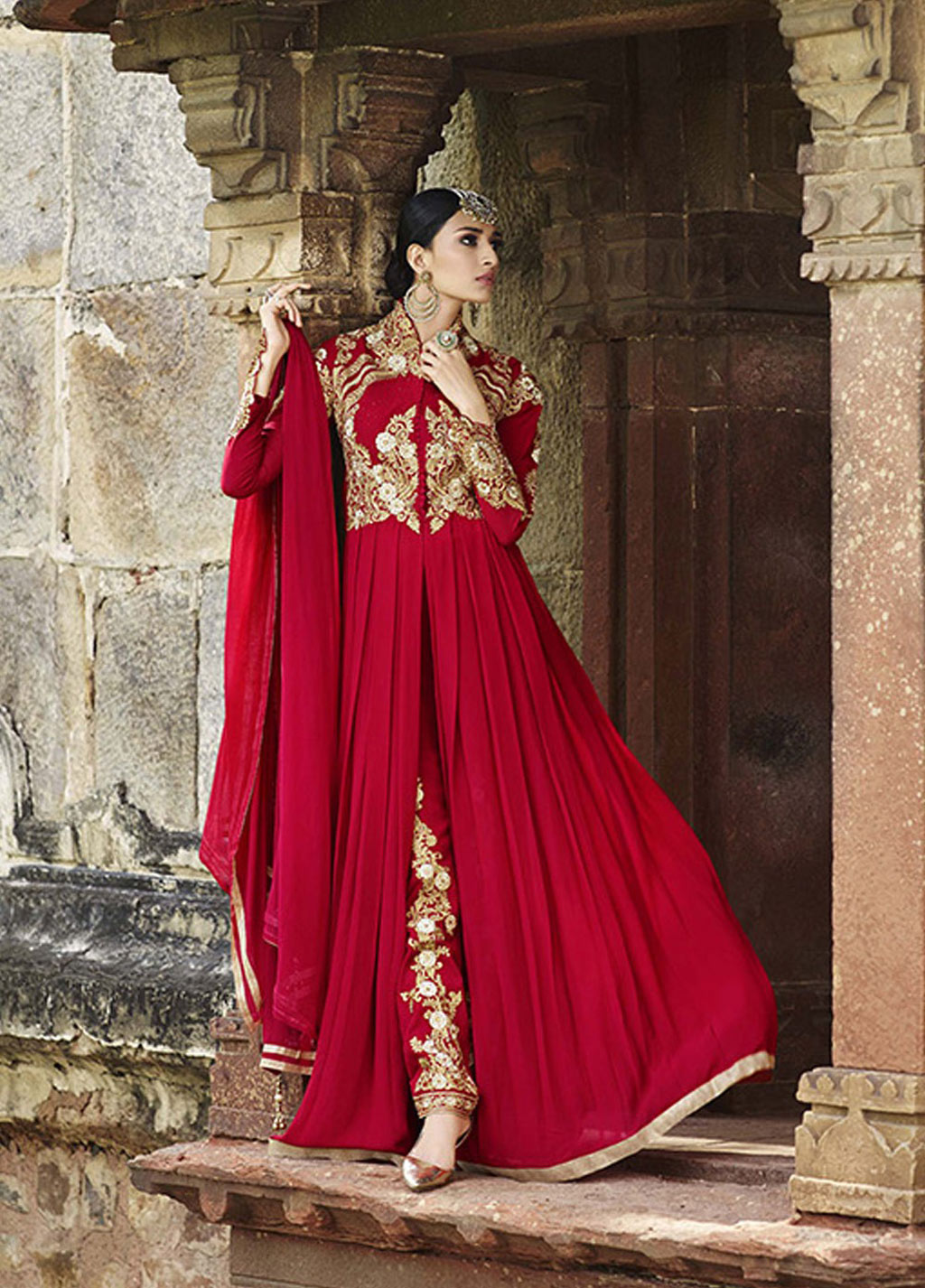 Red Georgette Designer Anarkali Suit 63412