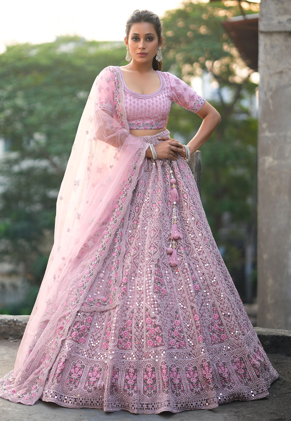 Pink Net Wedding Lehenga Choli 278523