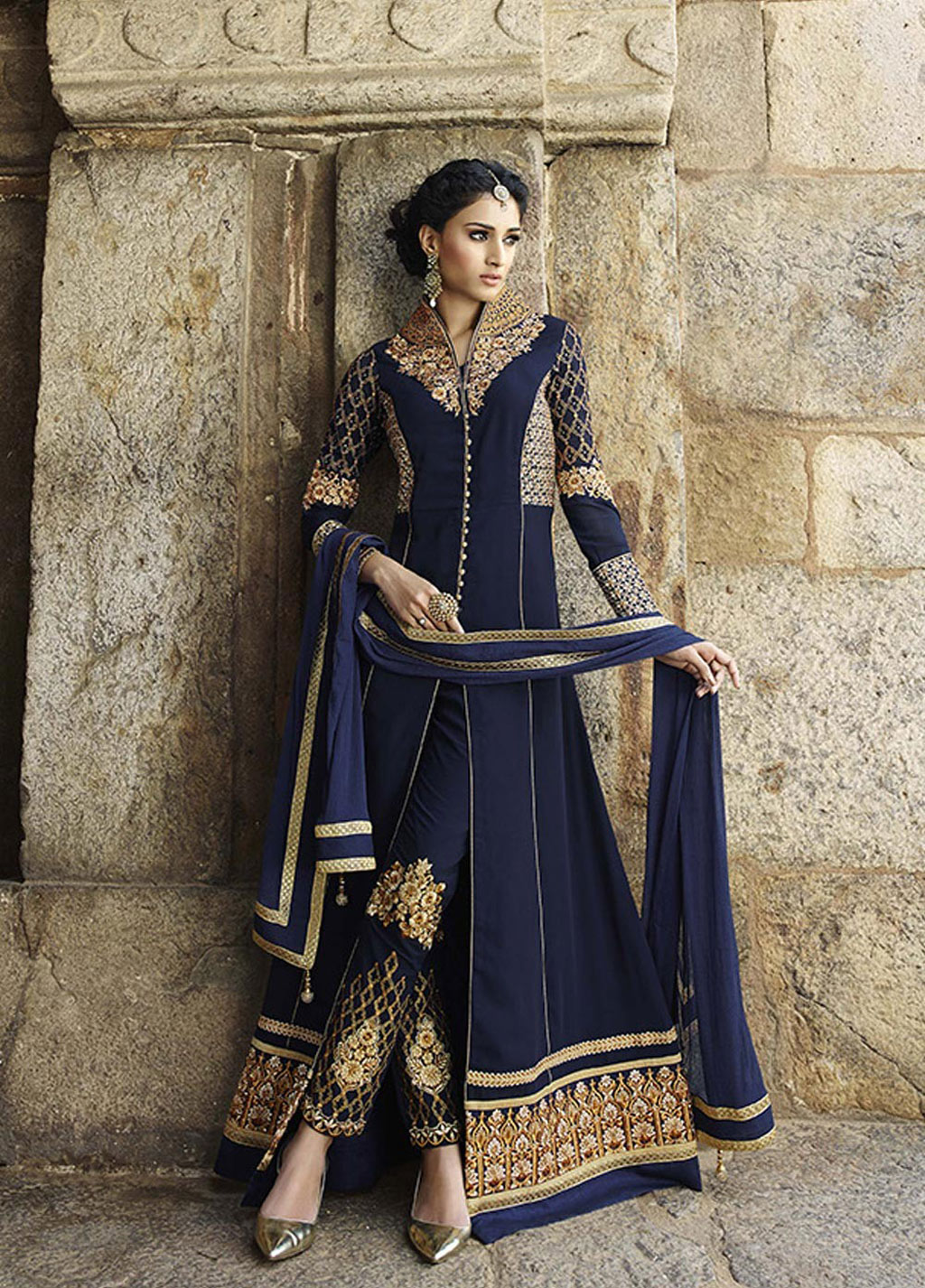 Navy Blue Georgette Designer Anarkali Suit 63413