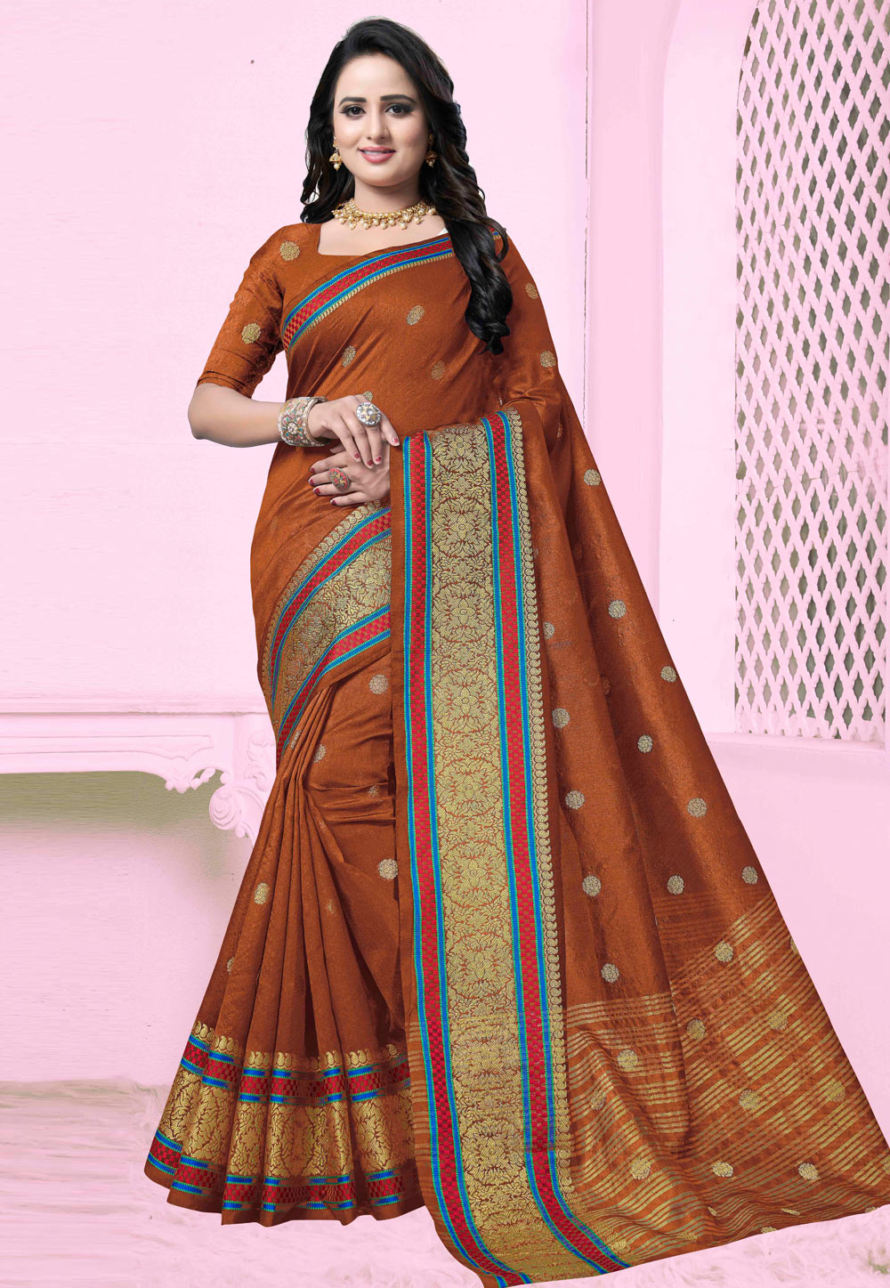 Brown Banarasi Silk Festival Wear Saree 220160