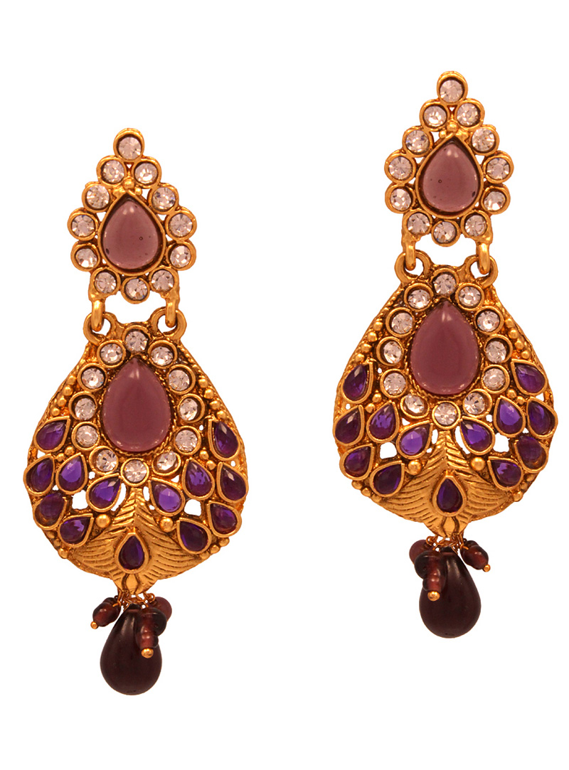 Purple Copper Austrian Diamonds Earrings 102484