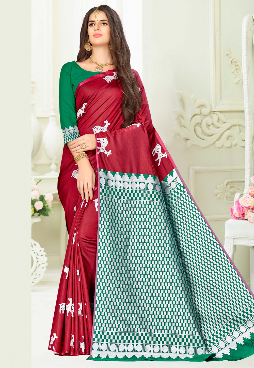 Maroon Banarasi Silk Festival Wear Saree 220586