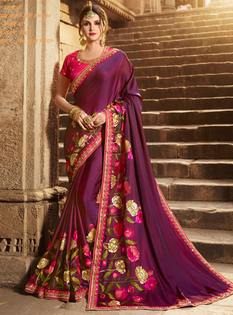 Purple Silk Festival Wear Saree 126427