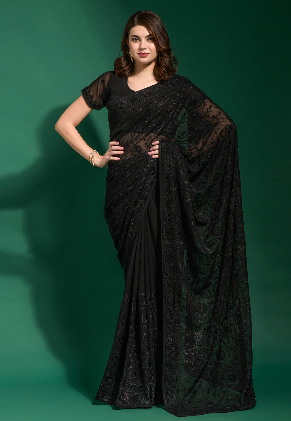 Black Georgette Saree With Blouse 263691