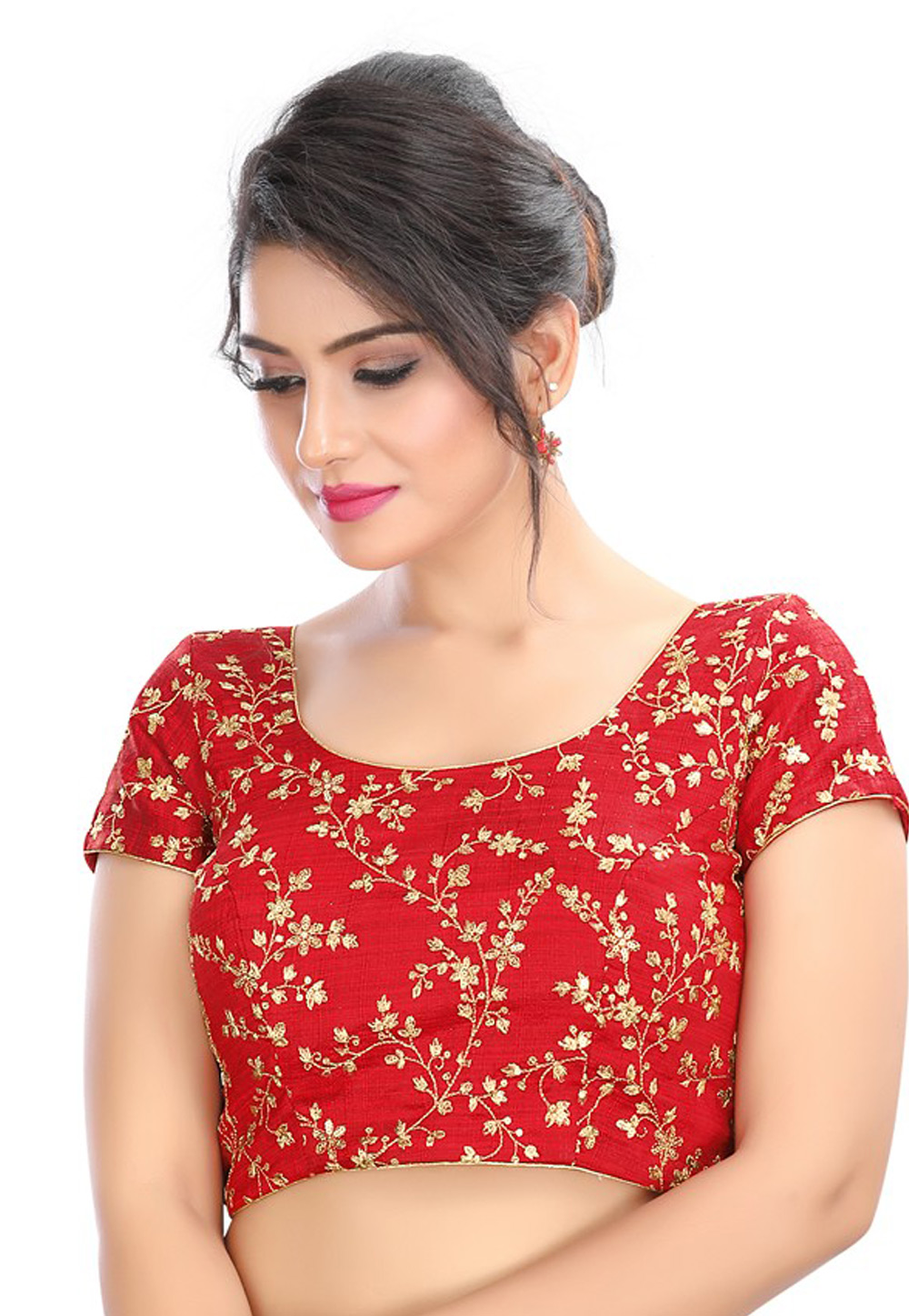 Red Dupion Silk Readymade Blouse 187505