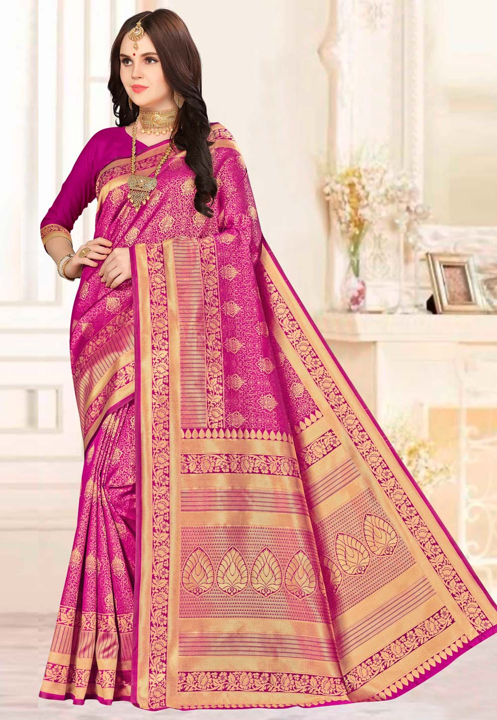 Magenta Banarasi Silk Festival Wear Saree 220178