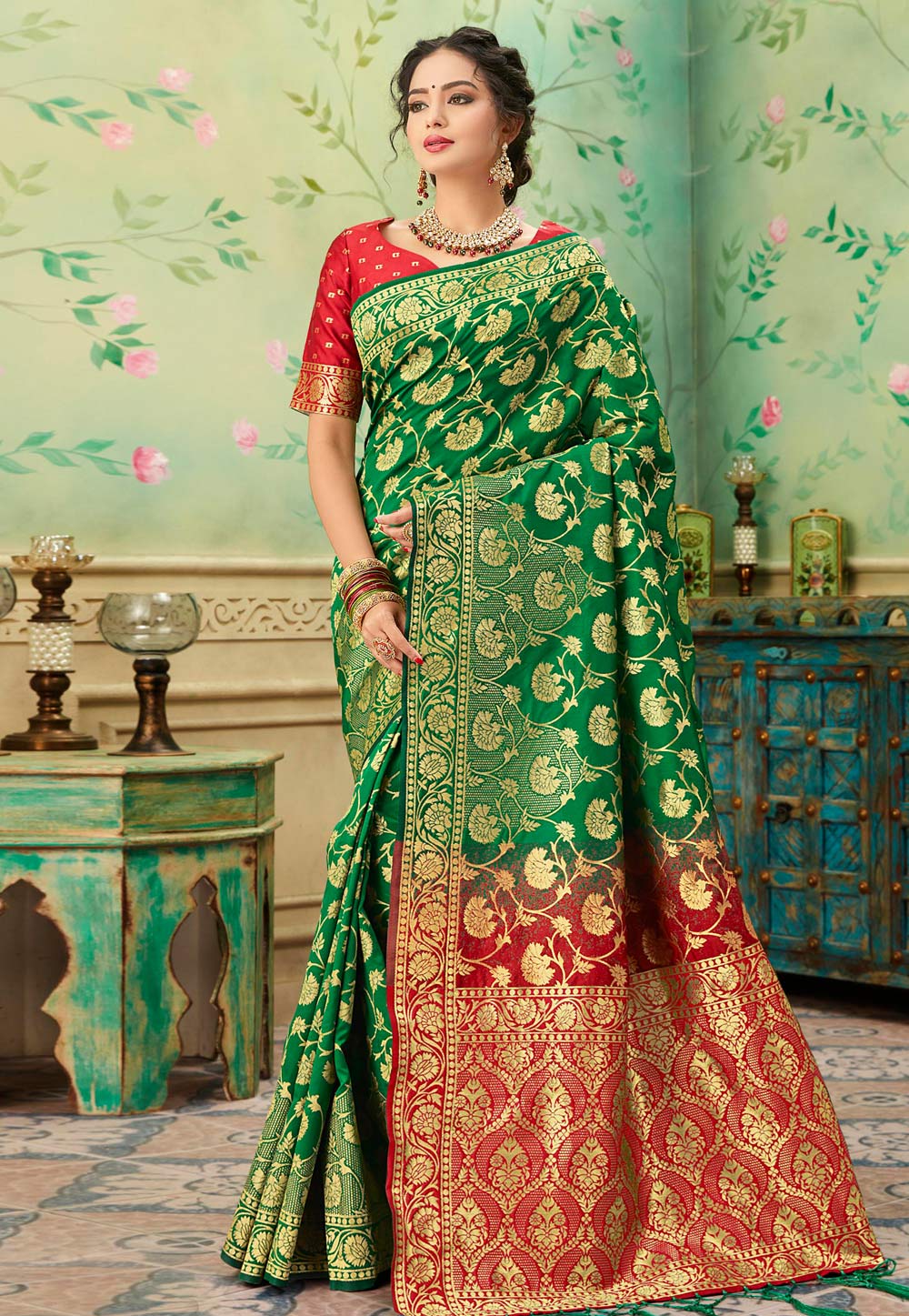 Green Silk Festival Wear Saree 187318