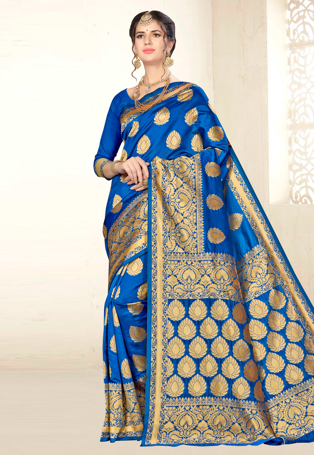 Blue Banarasi Silk Festival Wear Saree 220012