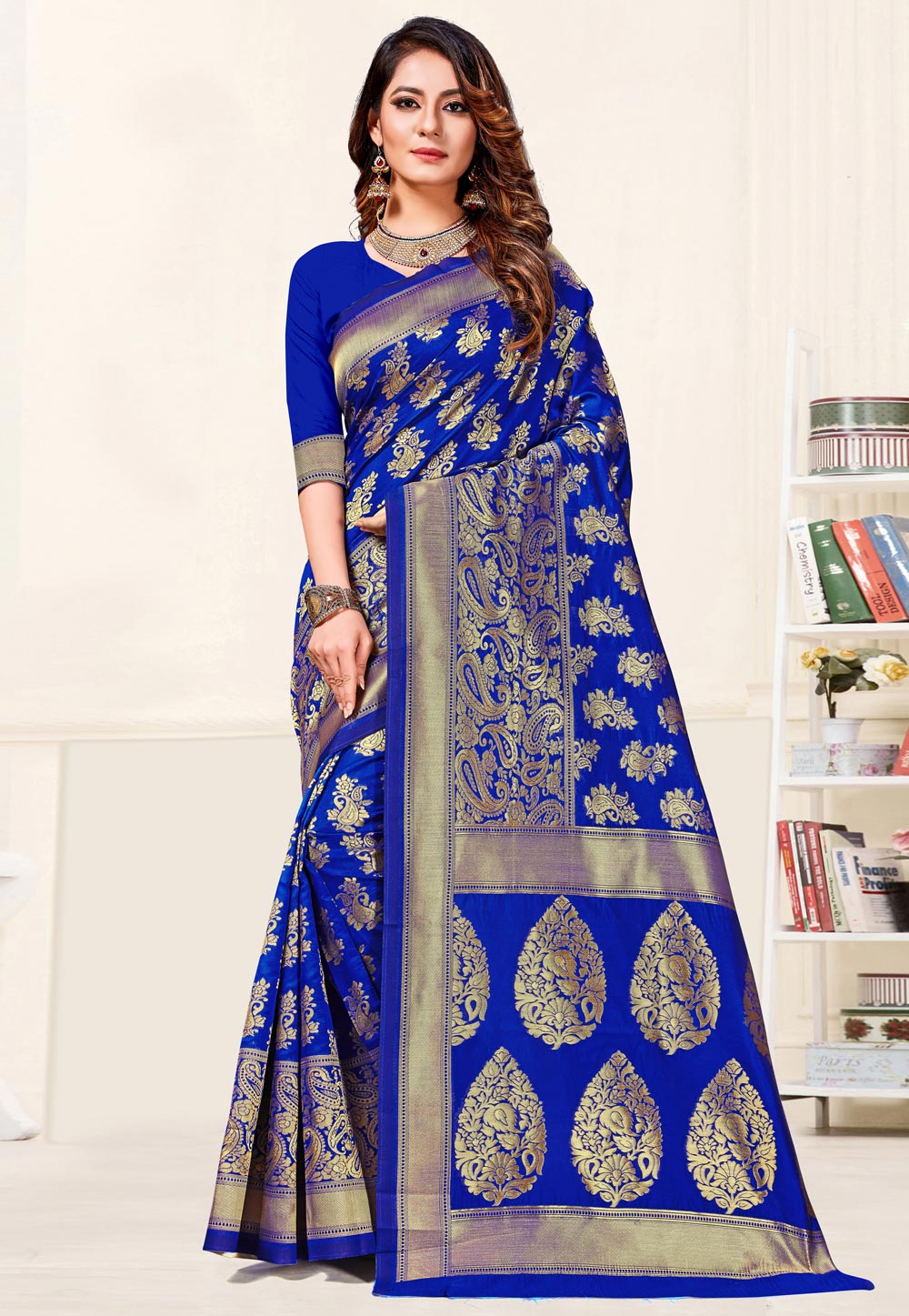 Blue Banarasi Silk Festival Wear Saree 220203
