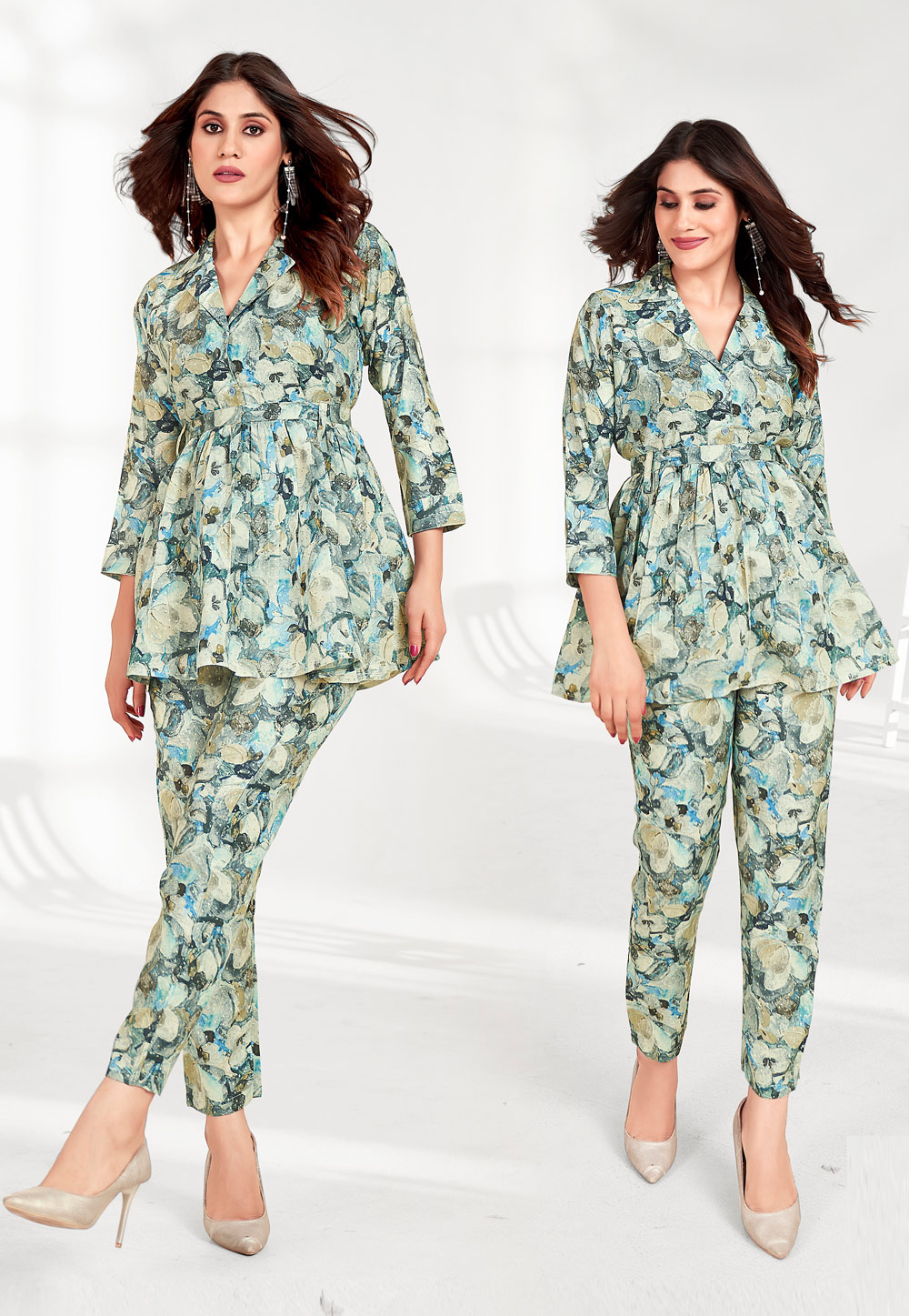 Pista Green Rayon Printed Co-Ords Set 275541