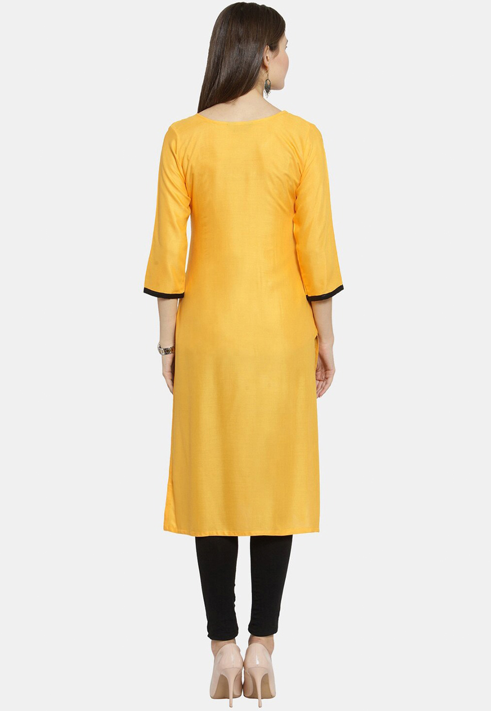 Buy Yellow Embroidered A-line Kurta Online - Shop for W