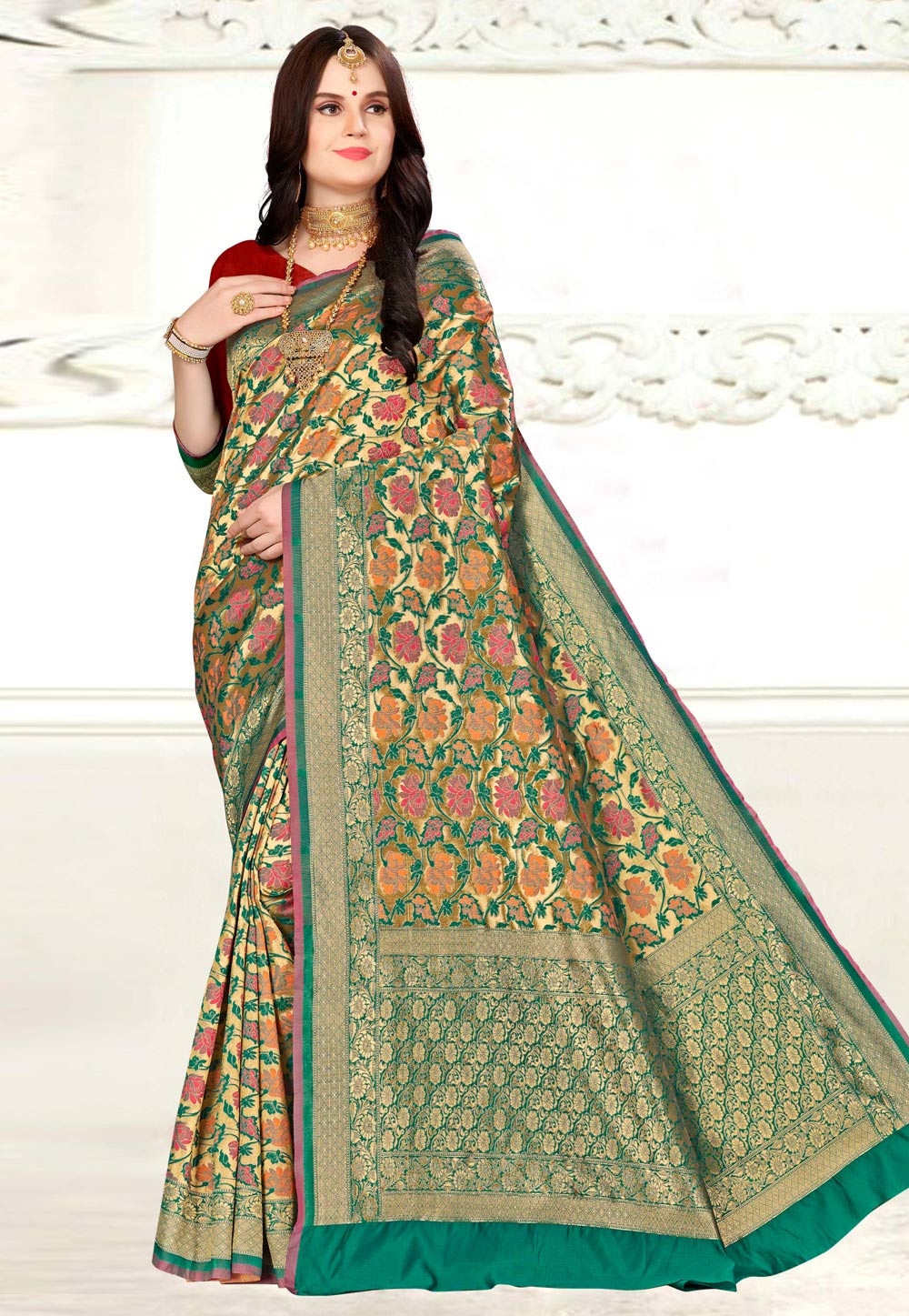 Green Banarasi Silk Festival Wear Saree 220644