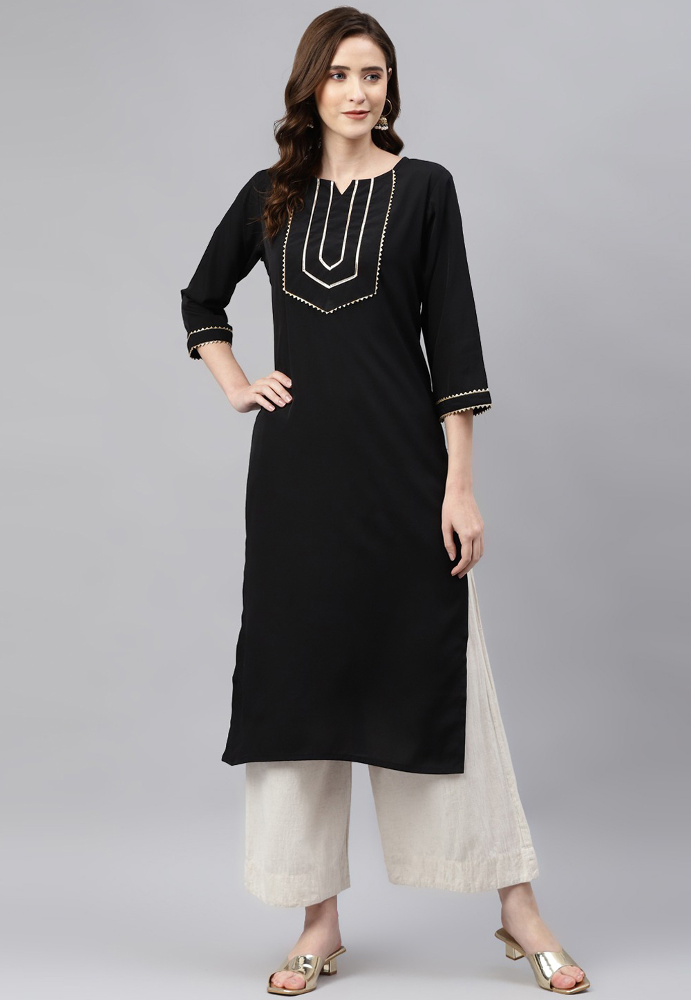 Casual Wear Straight Ladies Black Kurti Palazzo Set, Size: Medium, Wash  Care: Handwash at Rs 480/piece in Surat