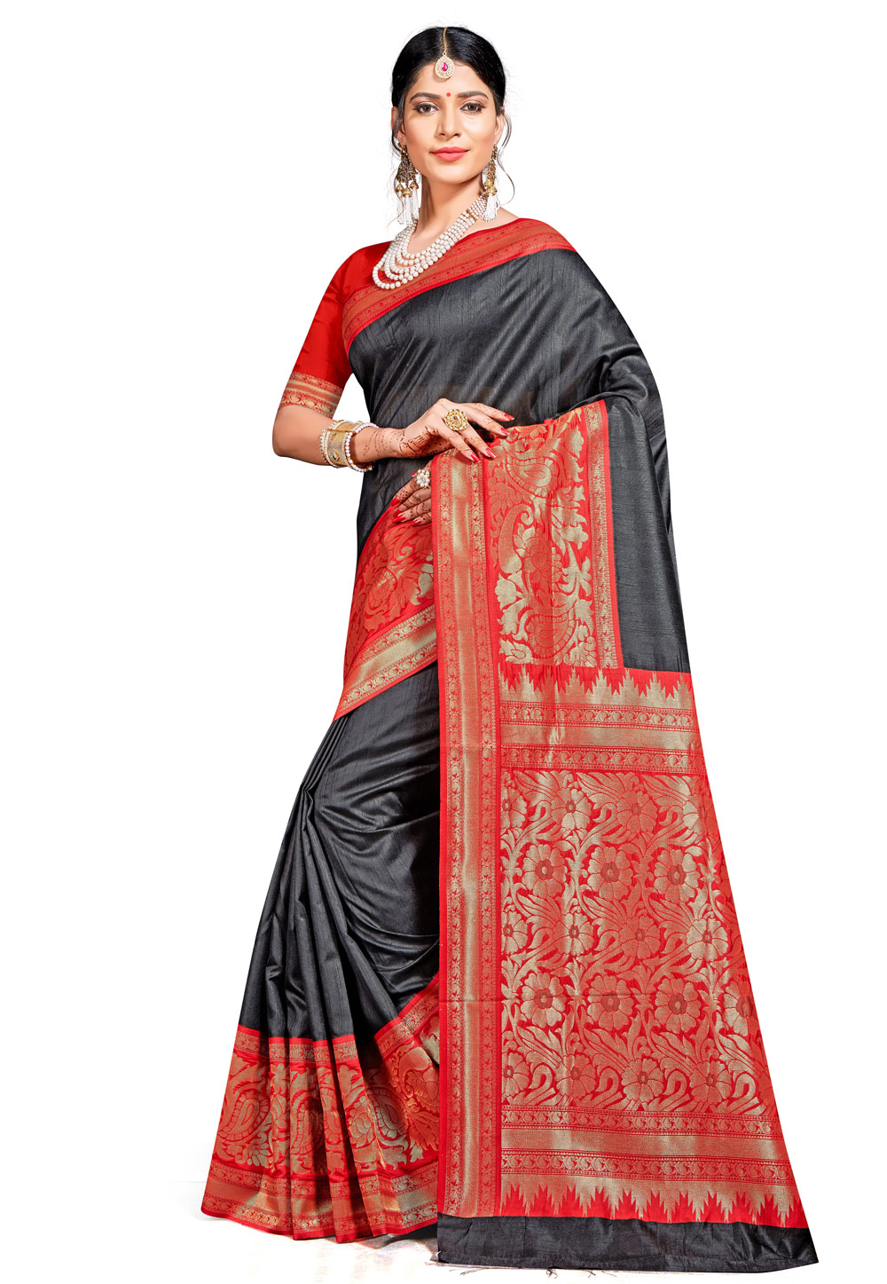 Black Banarasi Silk Festival Wear Saree 220552