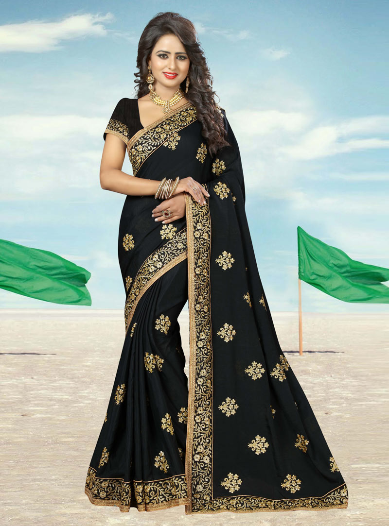 Black Georgette Saree With Blouse 91815