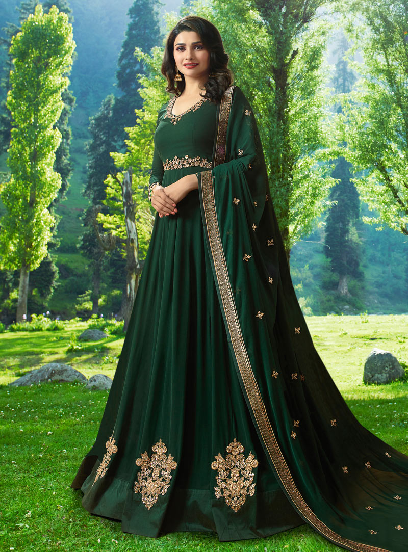 Prachi Desai Green Georgette Floor Length Anarkali Suit 142724