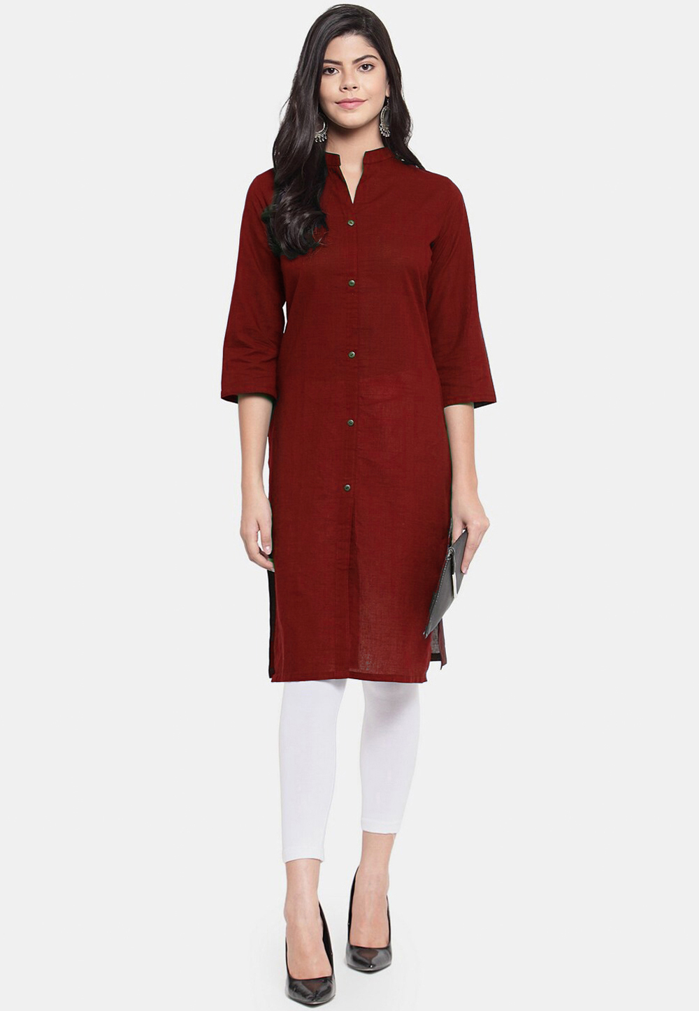 Maroon Rayon Kurti 266477