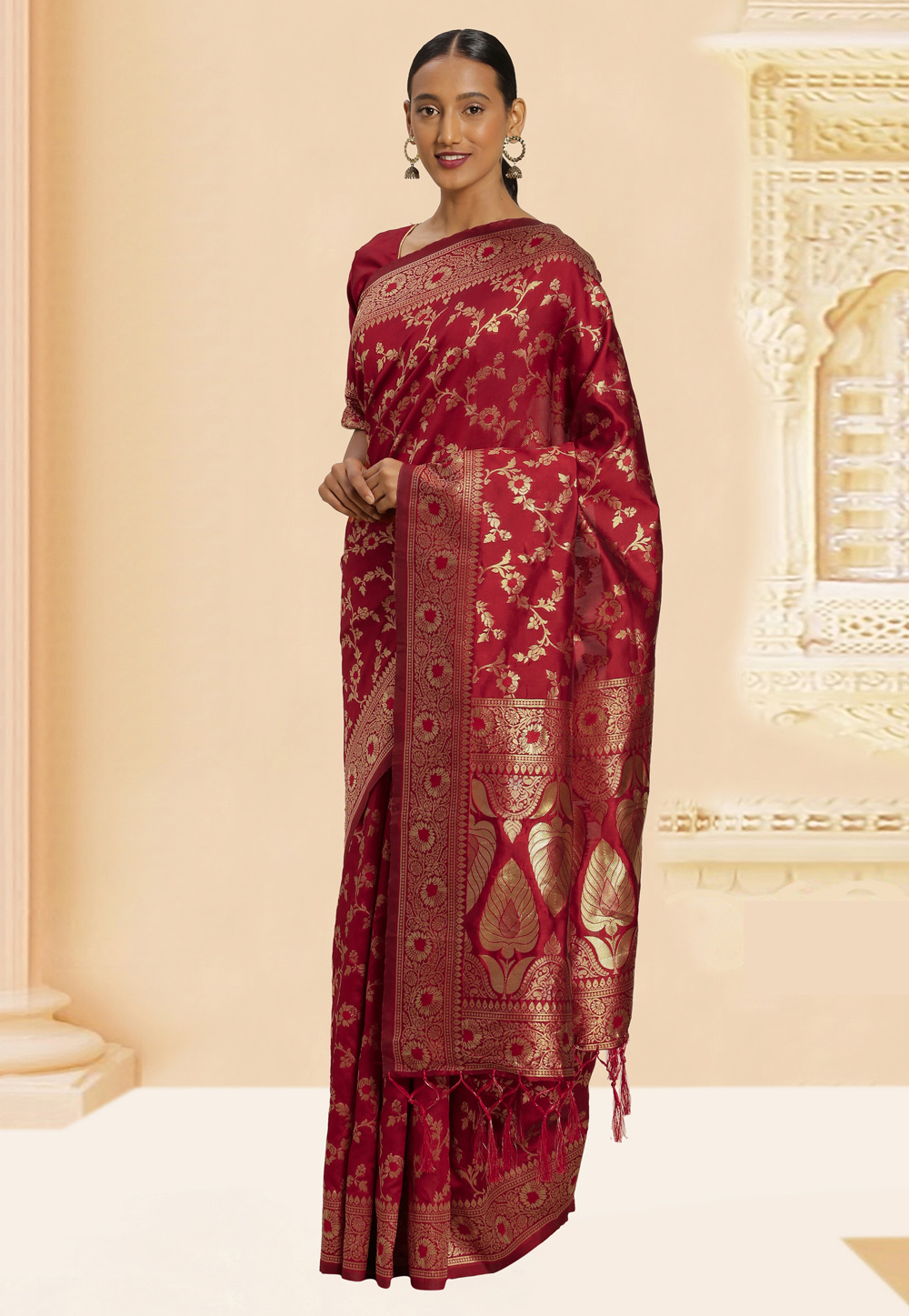 Maroon Banarasi Silk Festival Wear Saree 220041