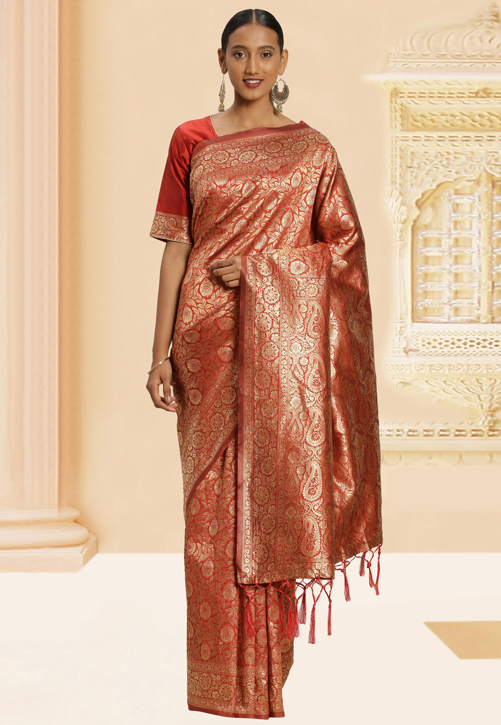 Red Banarasi Silk Festival Wear Saree 220047