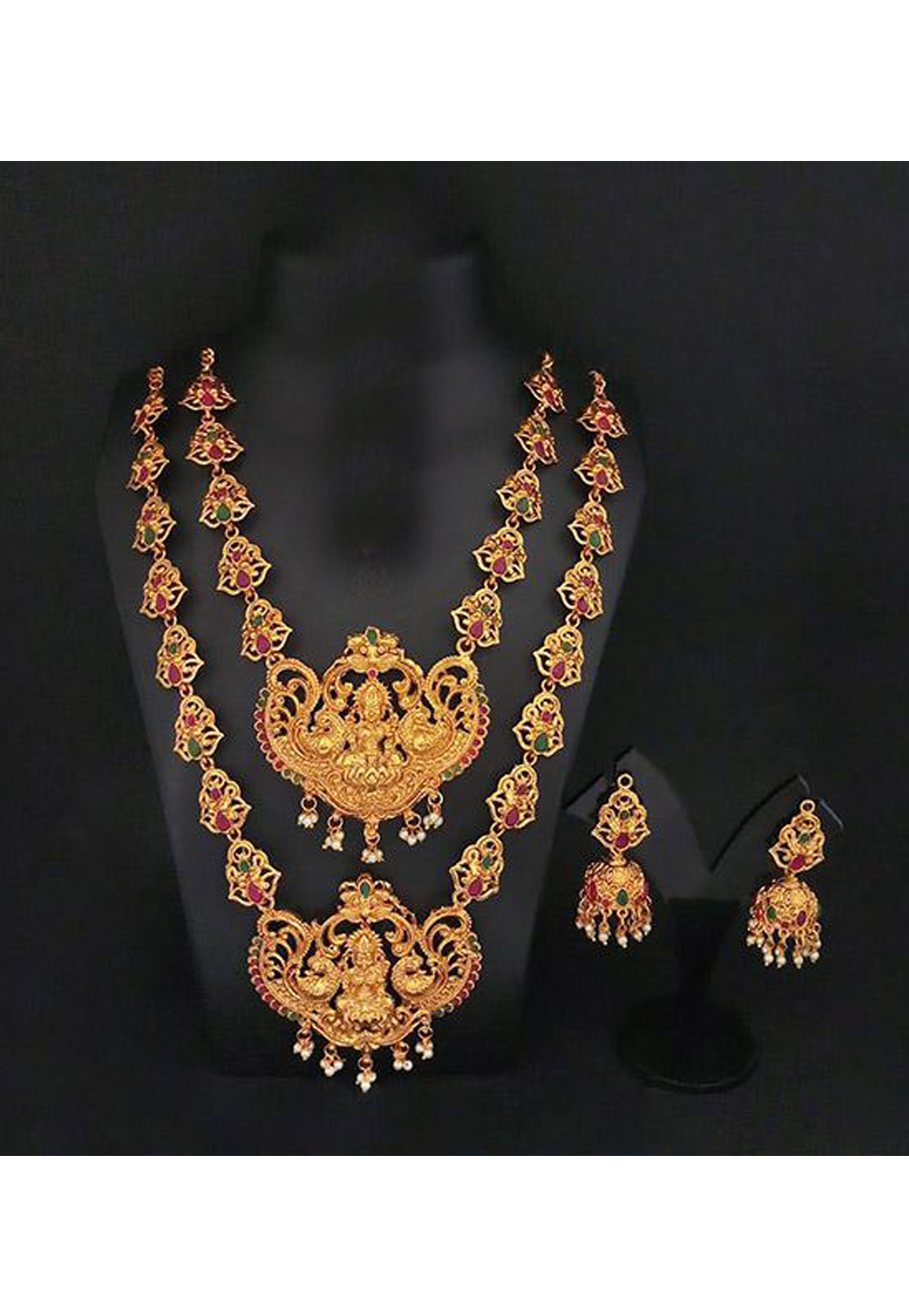 Pink Copper Necklace Set With Earrings 200995