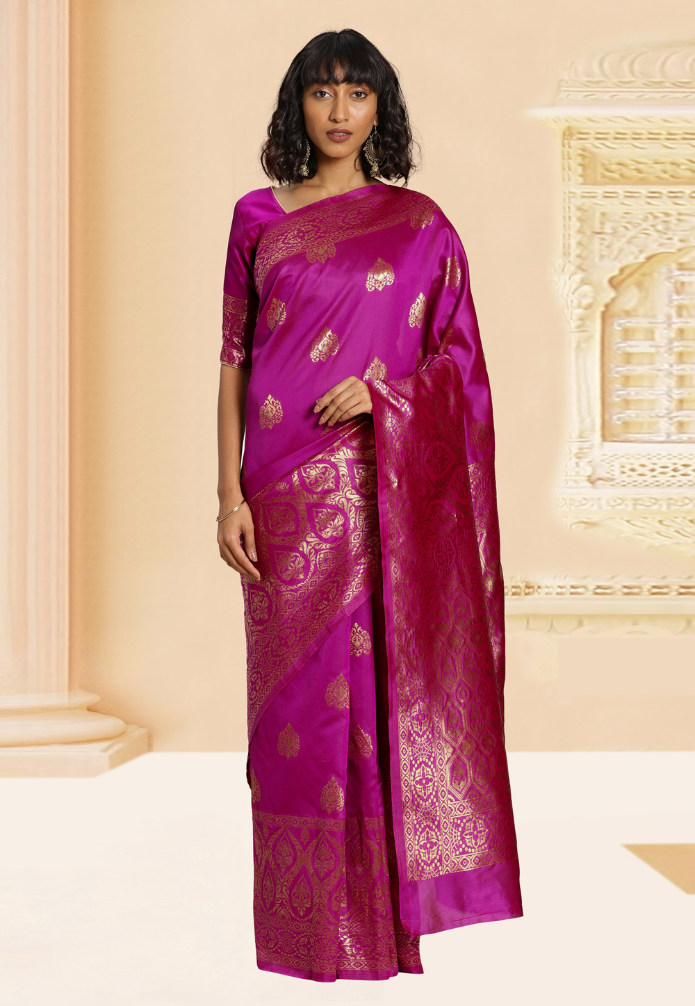 Magenta Banarasi Silk Festival Wear Saree 219981