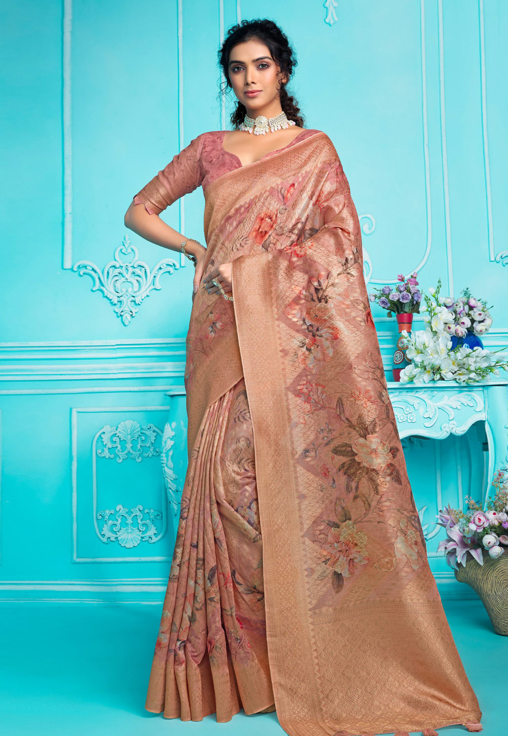 Pink Organza Saree With Blouse 275197