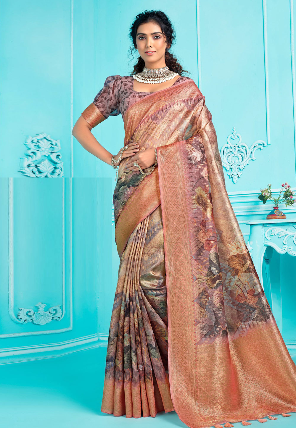 Pink Organza Saree With Blouse 275205
