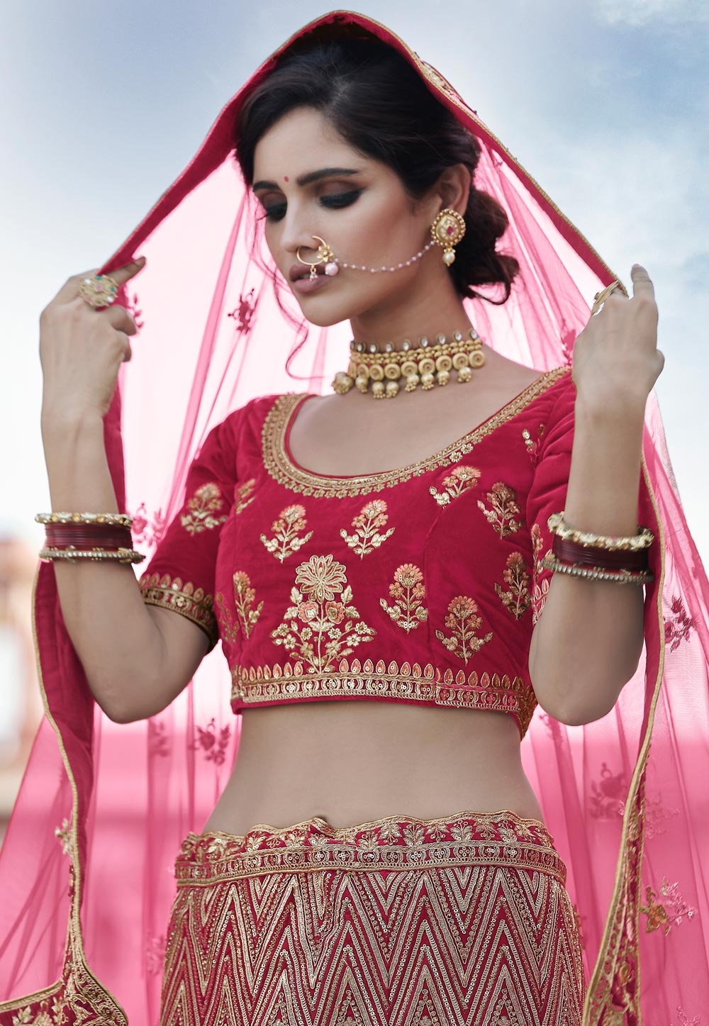 Golden and Red Brass Kundan Design Bridal Jewellery Set at Rs 1590/set in  Mumbai