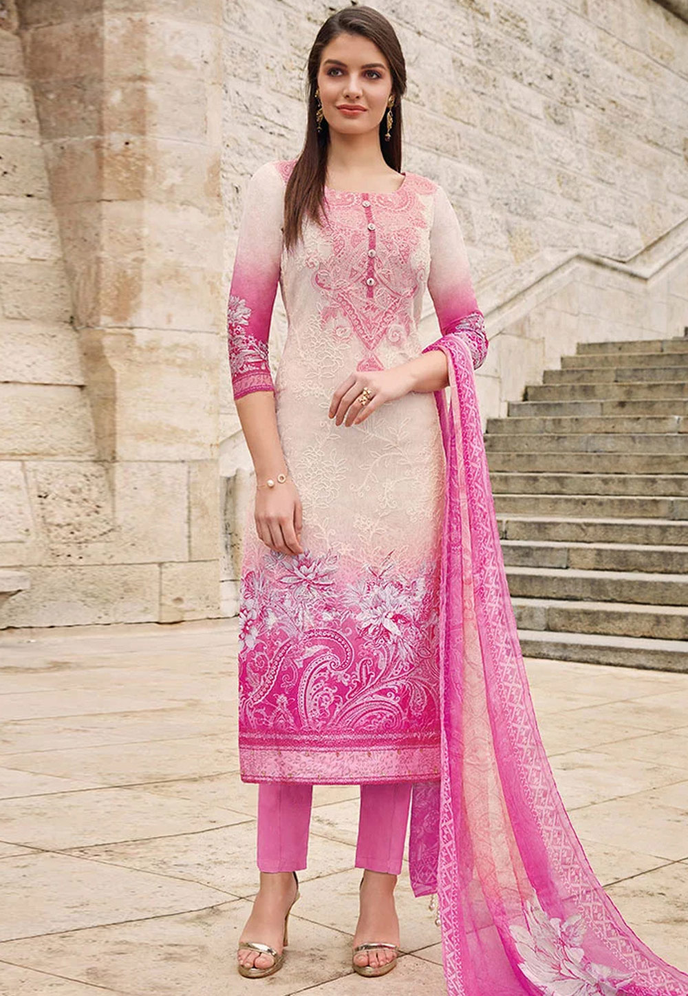 Pink Organza Pant Style Suit 165170