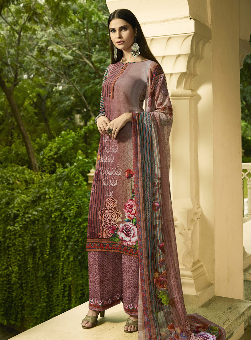 Brown Crepe Palazzo Style Suit 146852