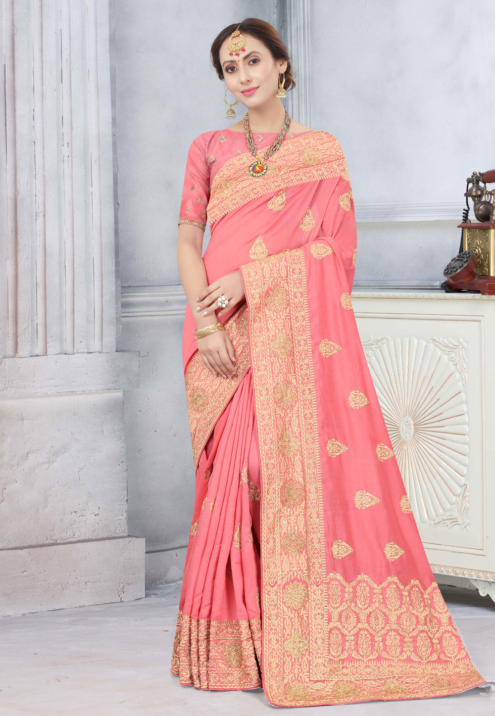 Pink Silk Saree With Blouse 219325