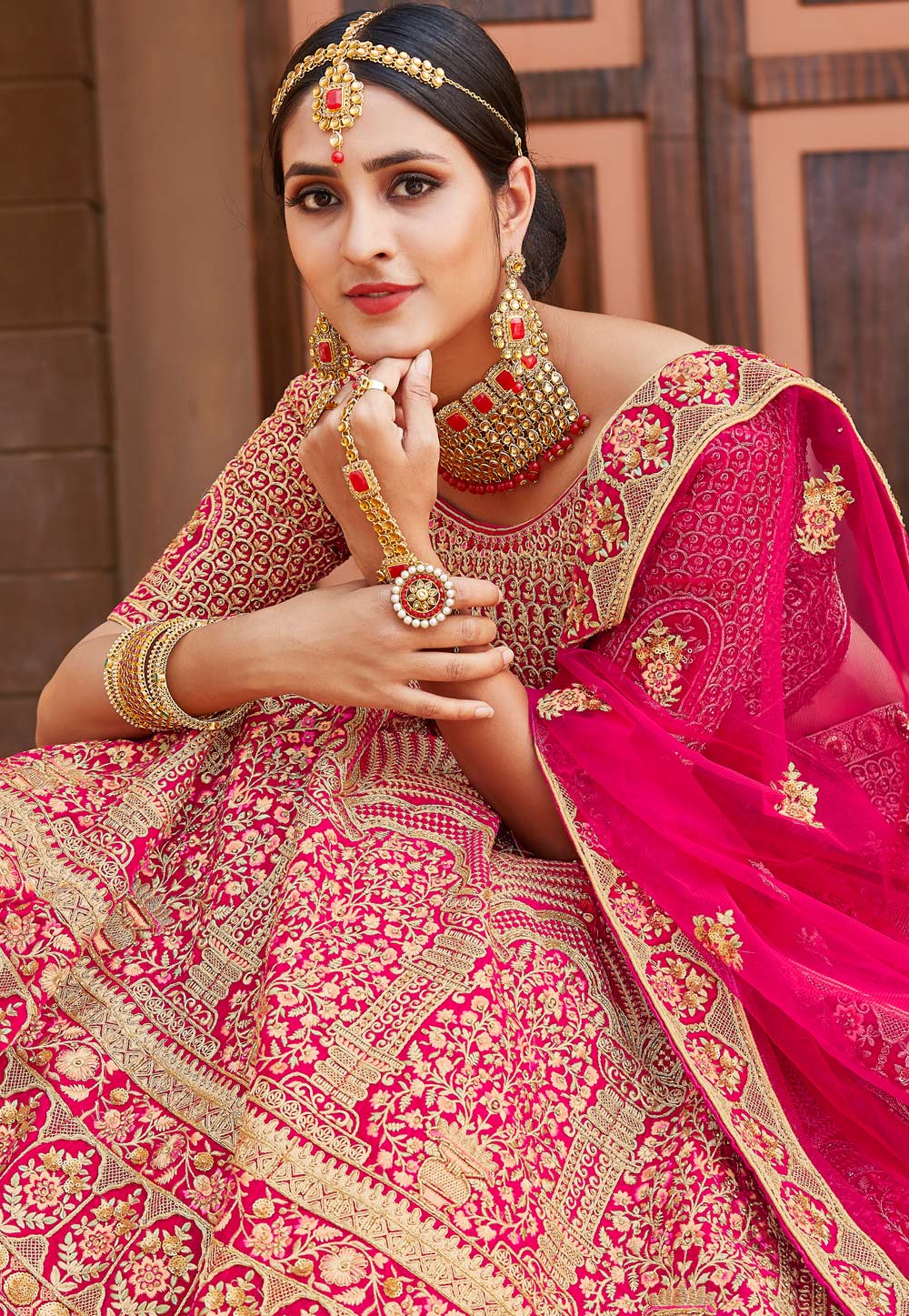 Rani pink micro velvet lehenga – Lulu Celebrate