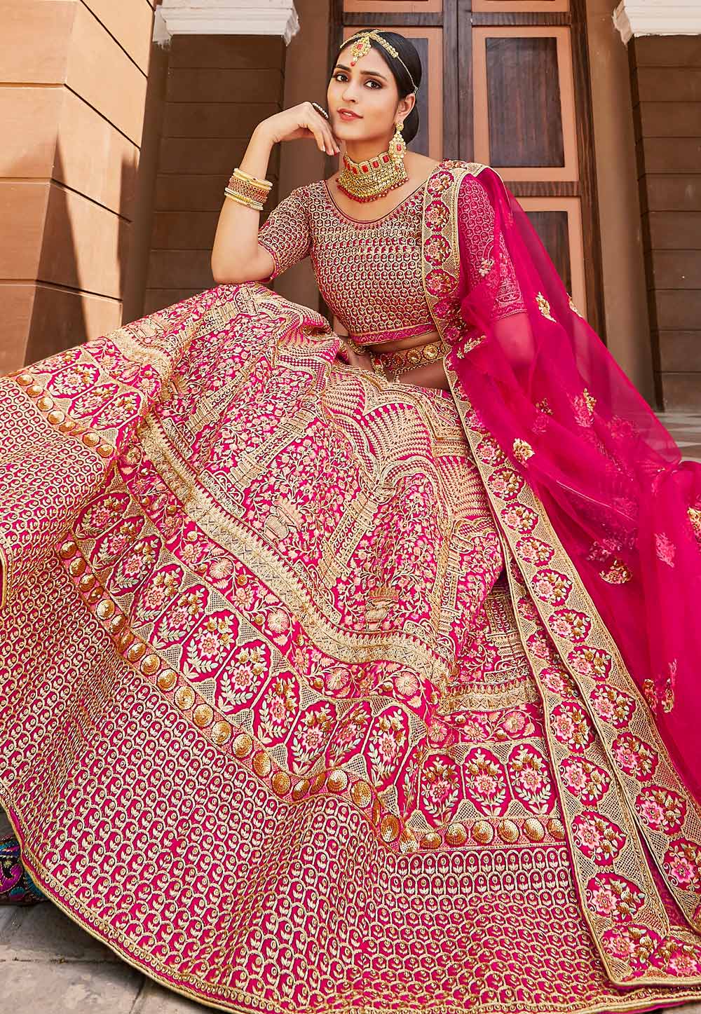 Rani Pink Rajwadi Oval Embroidered Bridal Lehenga Choli Premium Velvet,  Heavy Detail Wedding & Special Occasion Outfit, Ghaghra Choli - Etsy