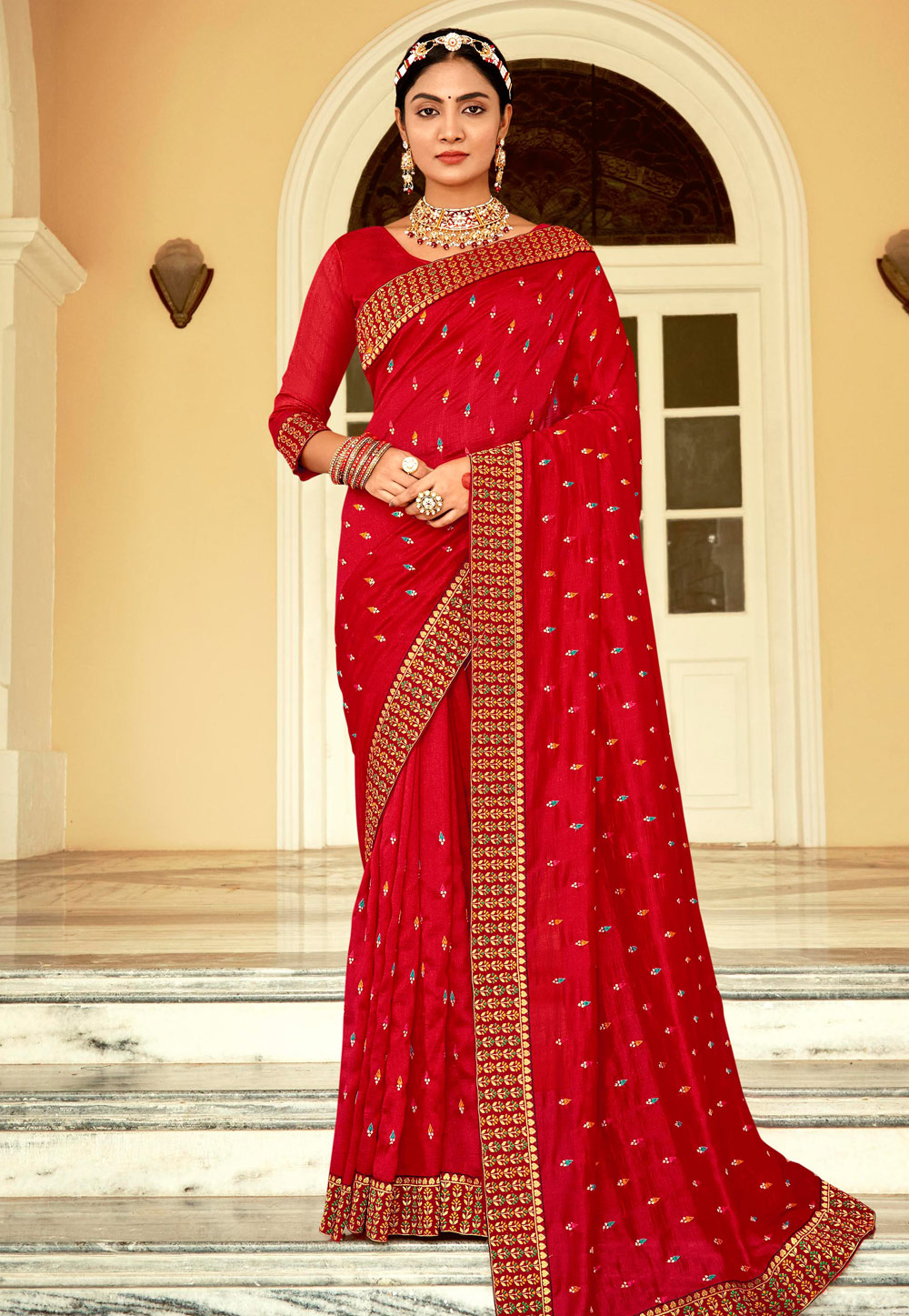 Red Silk Saree With Blouse 245364