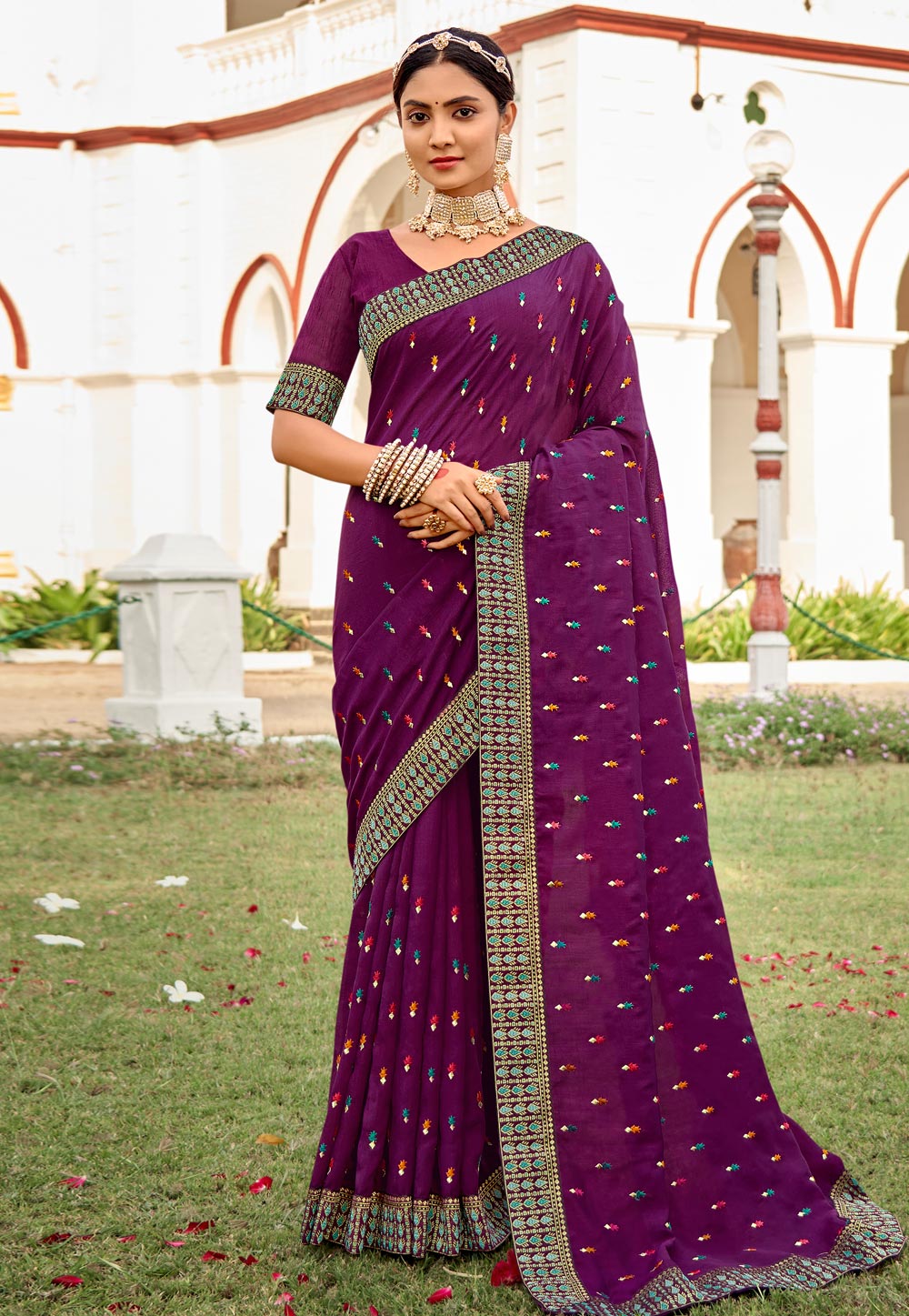 Purple Silk Saree With Blouse 245371