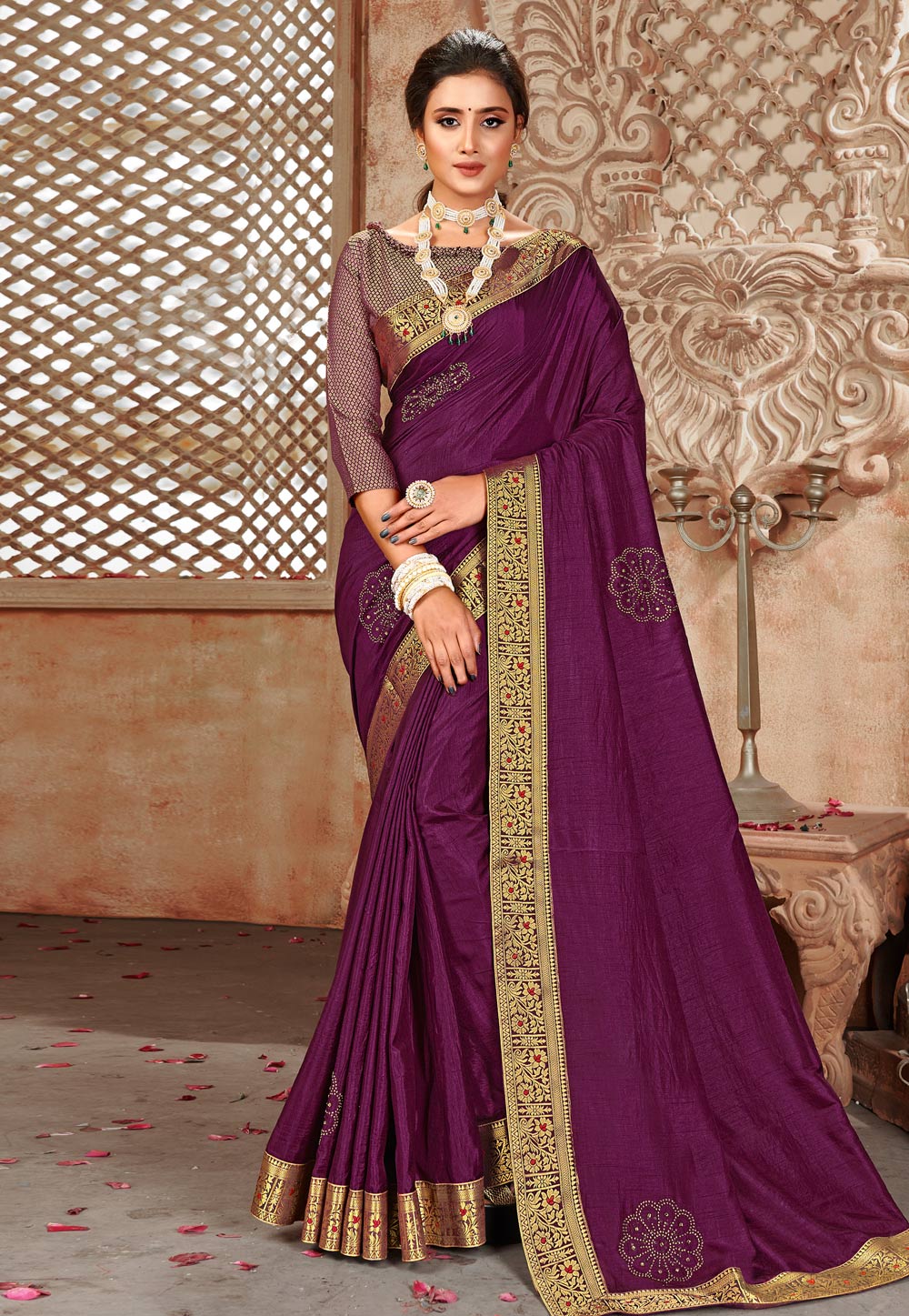 Purple Georgette Saree With Blouse 232481