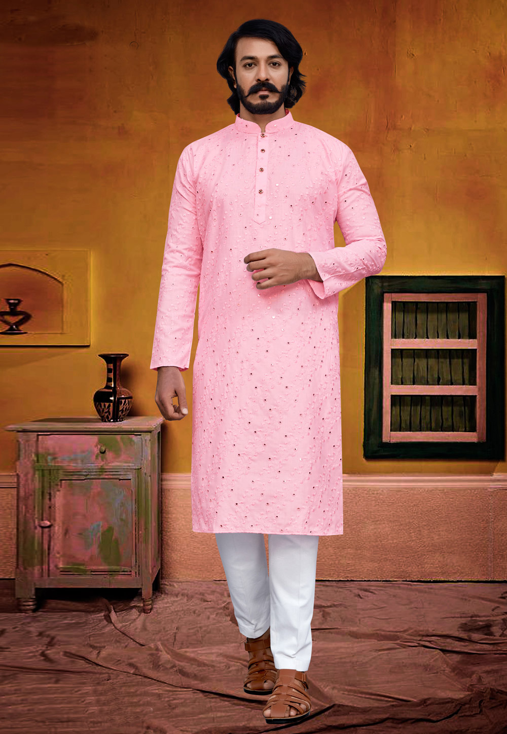 Pink Silk Kurta Pajama 248692