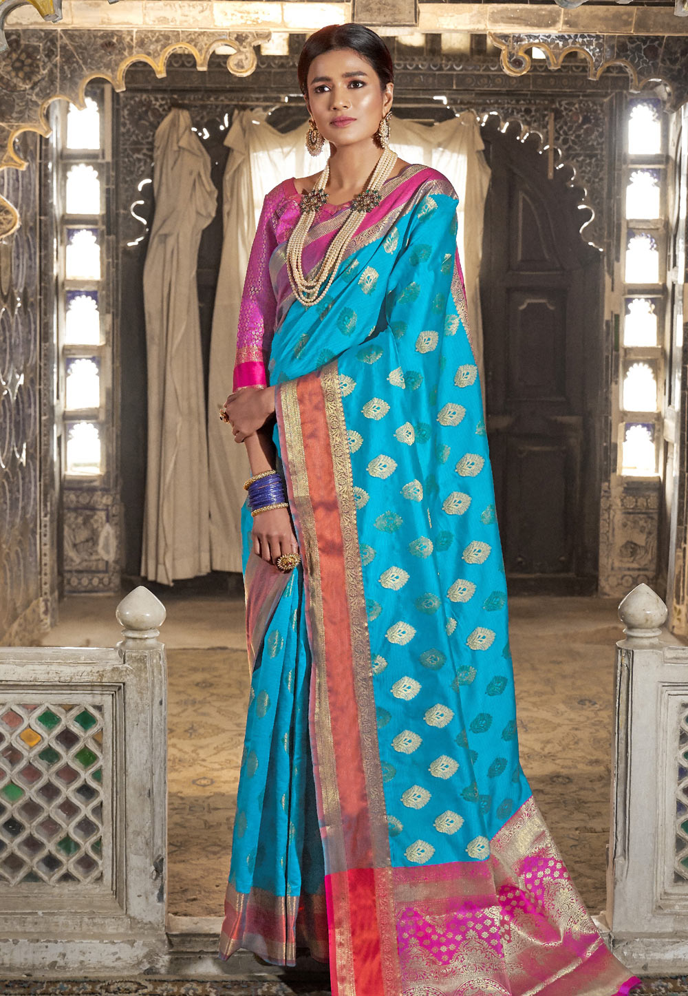 Aqua Silk Festival Wear Saree 164498