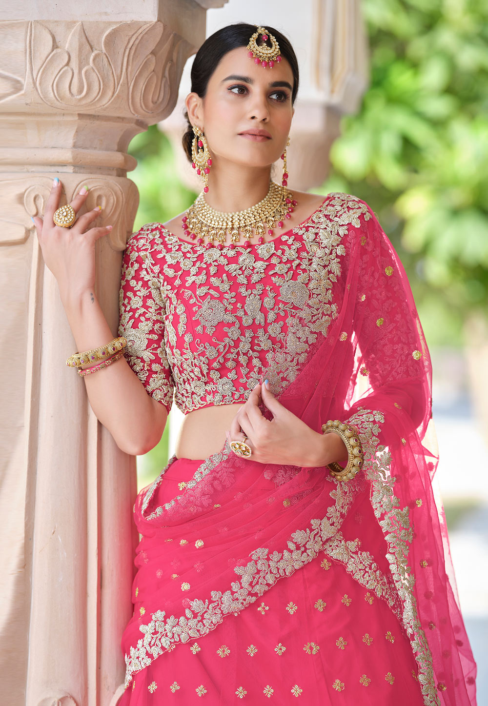 Mauve Pink Lehenga Style Saree In Tissue 5230SR01