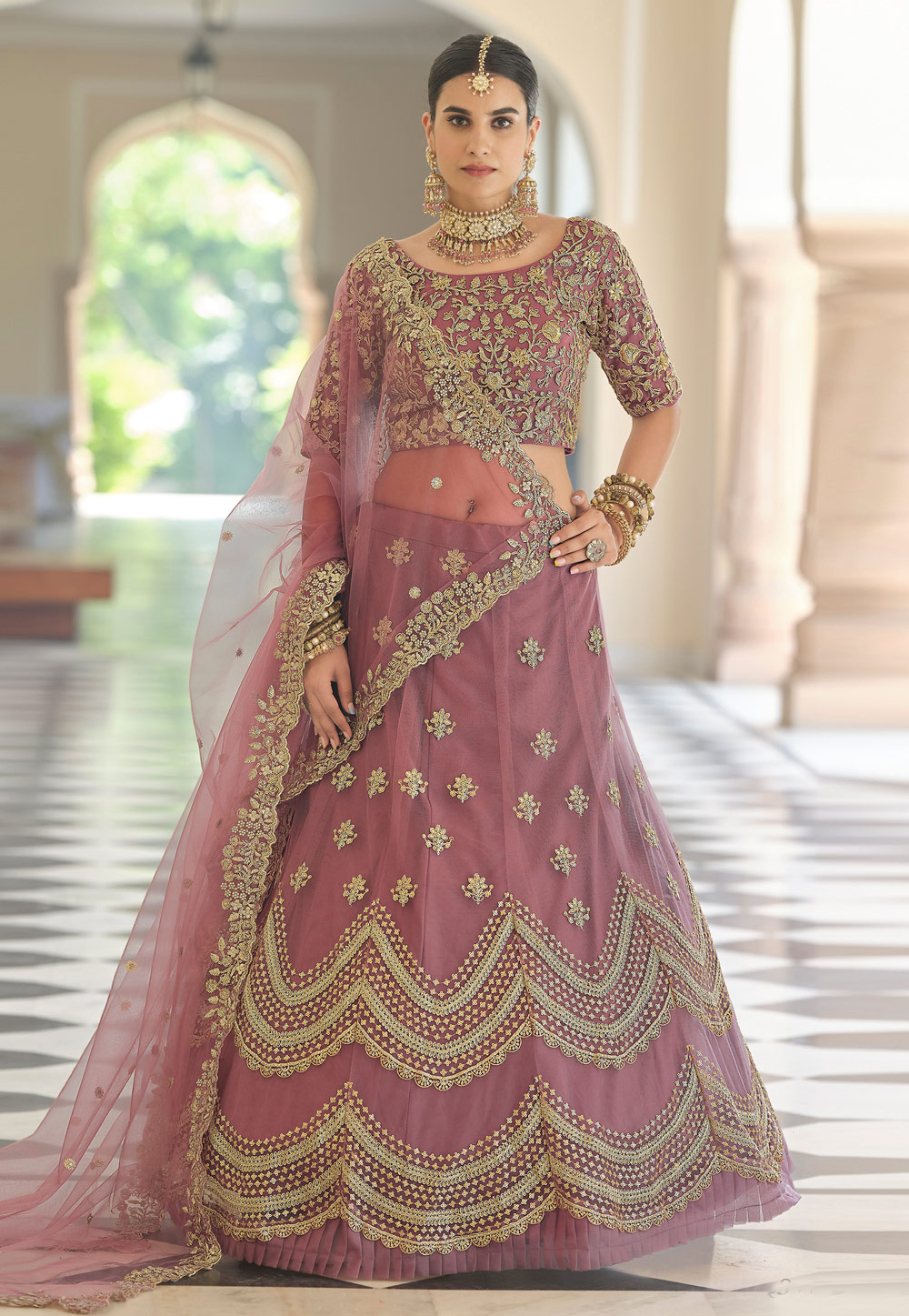 Soft Net Wedding Wear Lehenga Choli In Pink Color