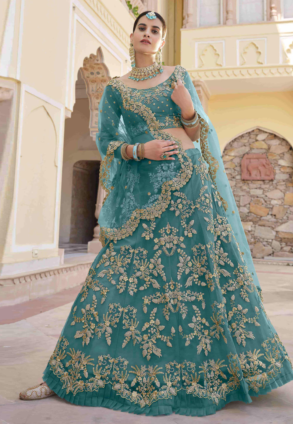 Baby Blue Sequins Work Lehenga – Mohi fashion