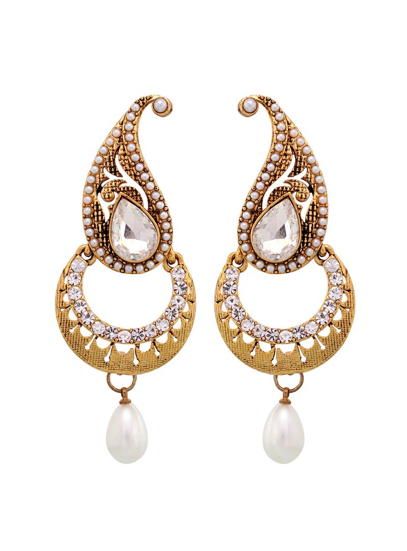 Golden Austrian Diamonds with Kundans Earrings 42403